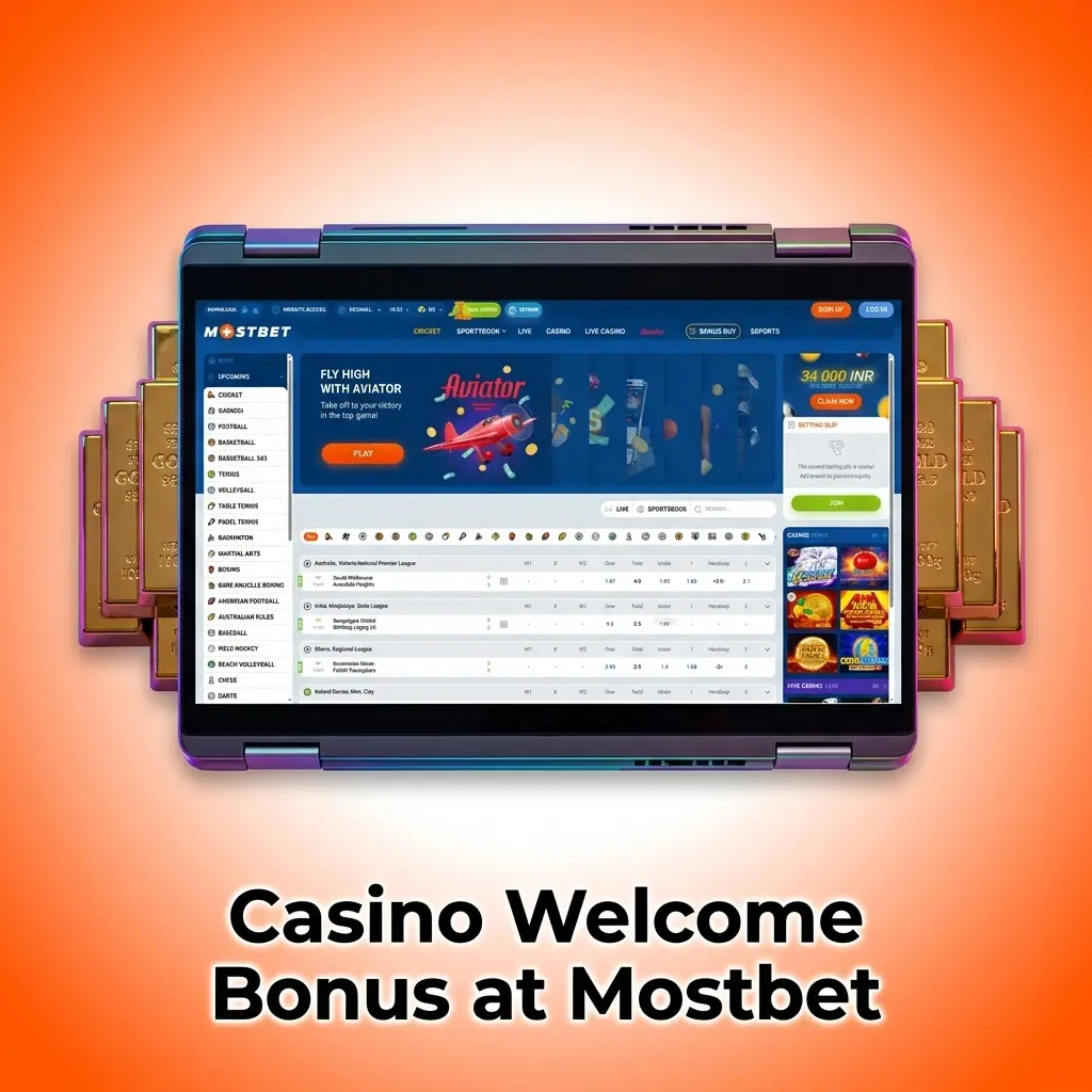 Mostbet casino welcome bonus offering 125% first deposit match plus 250 free spins for new players in India