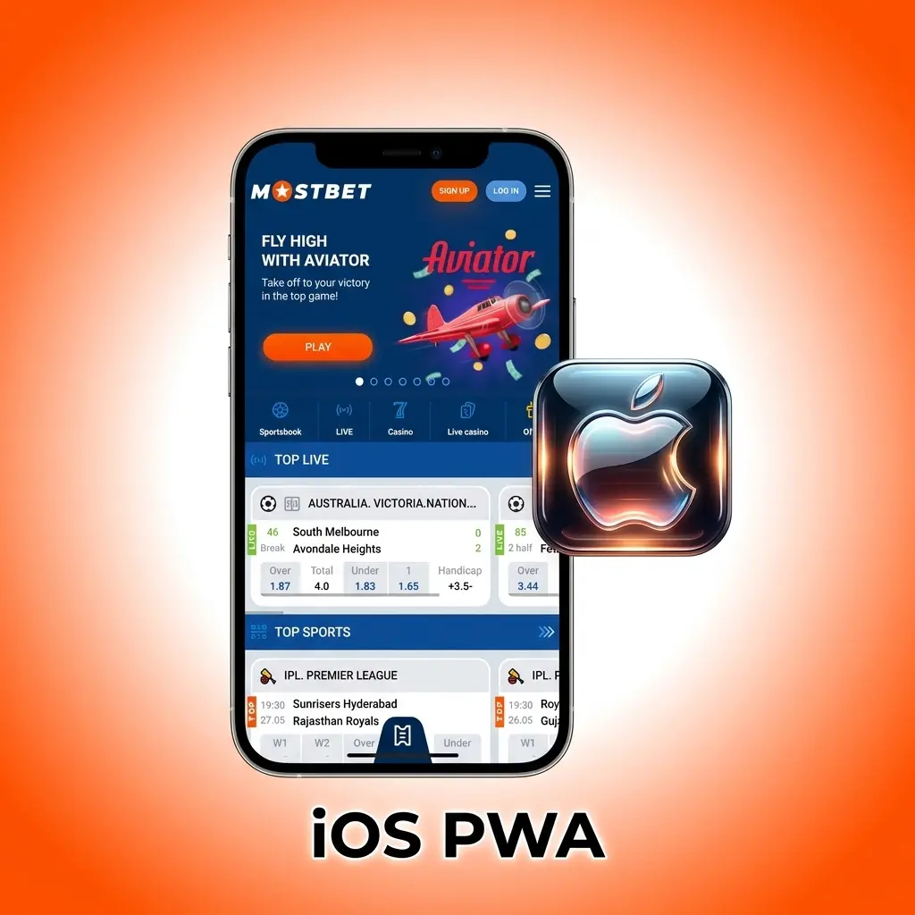 Mostbet iOS PWA installation via Safari Share button adding to iPhone Home Screen without App Store