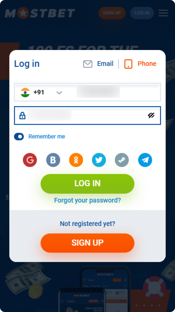 Log in to your Mostbet App account on Android and place bets.
