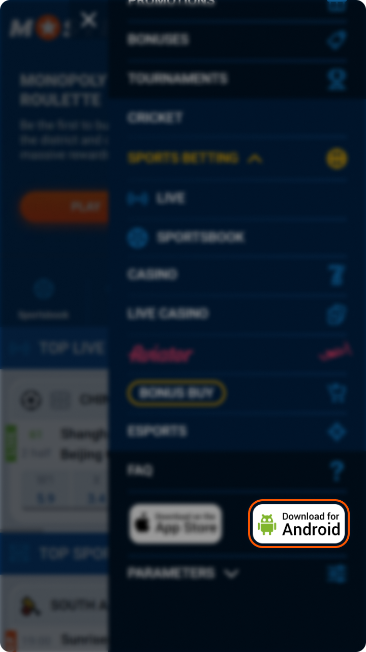 Open the Mostbet App mobile site on your Android device.