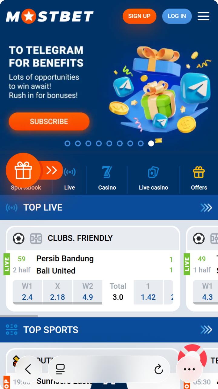 Open Safari browser on your iPhone to install the Mostbet App iOS version.