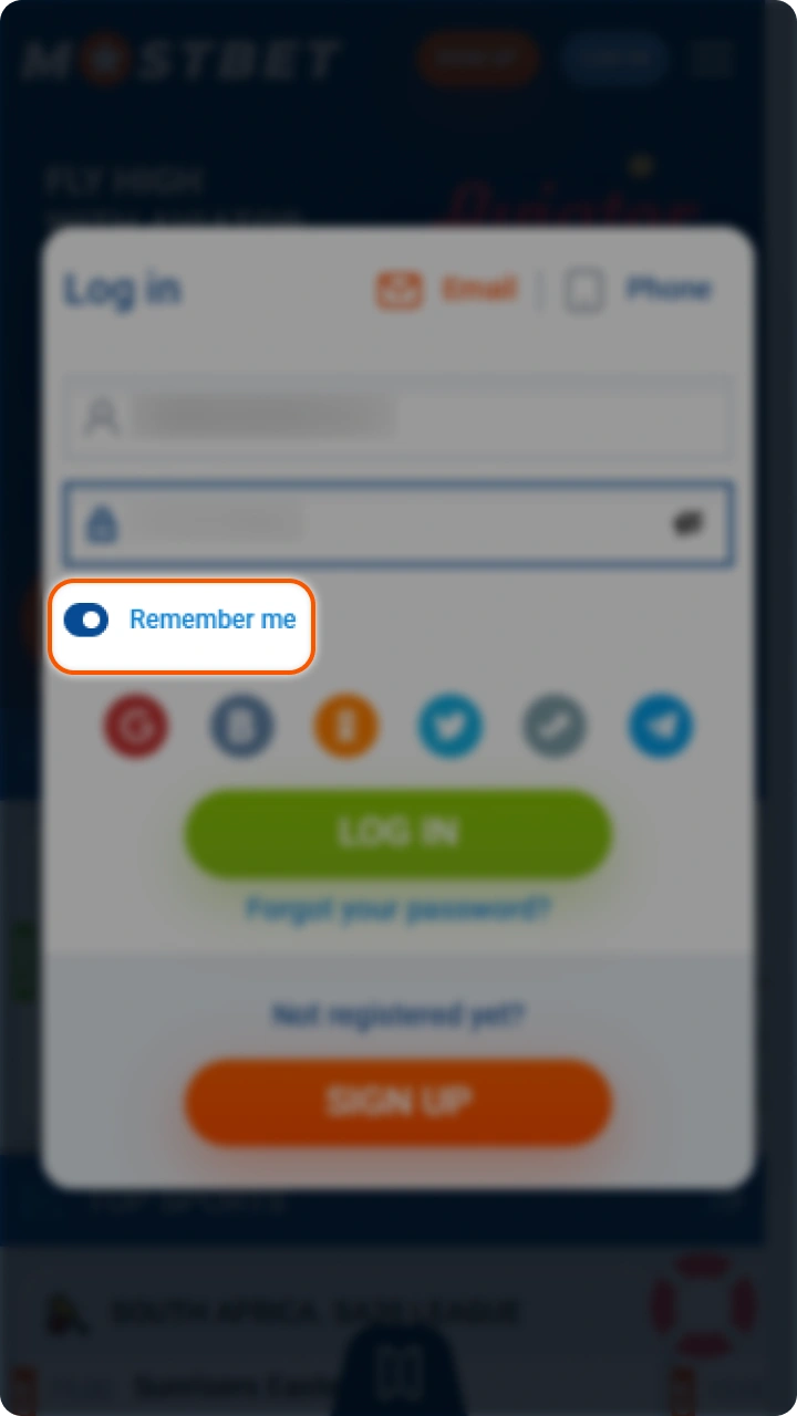 Activate the save password feature for easier Mostbet login in India.
