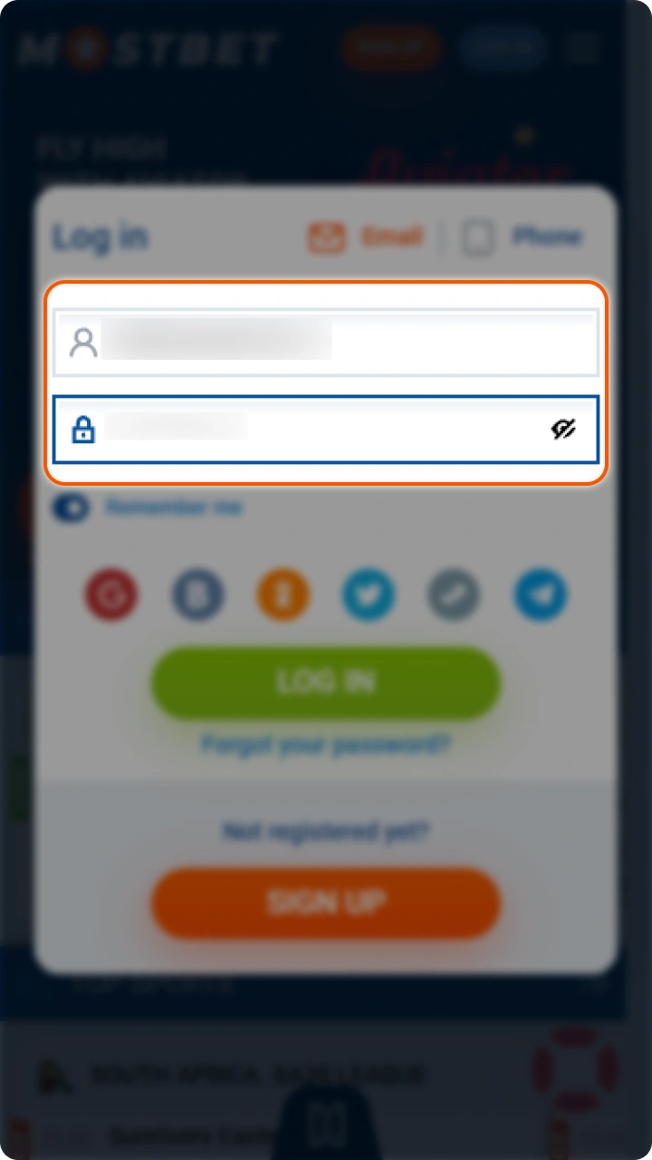 Input your account credentials to continue your Mostbet login access.