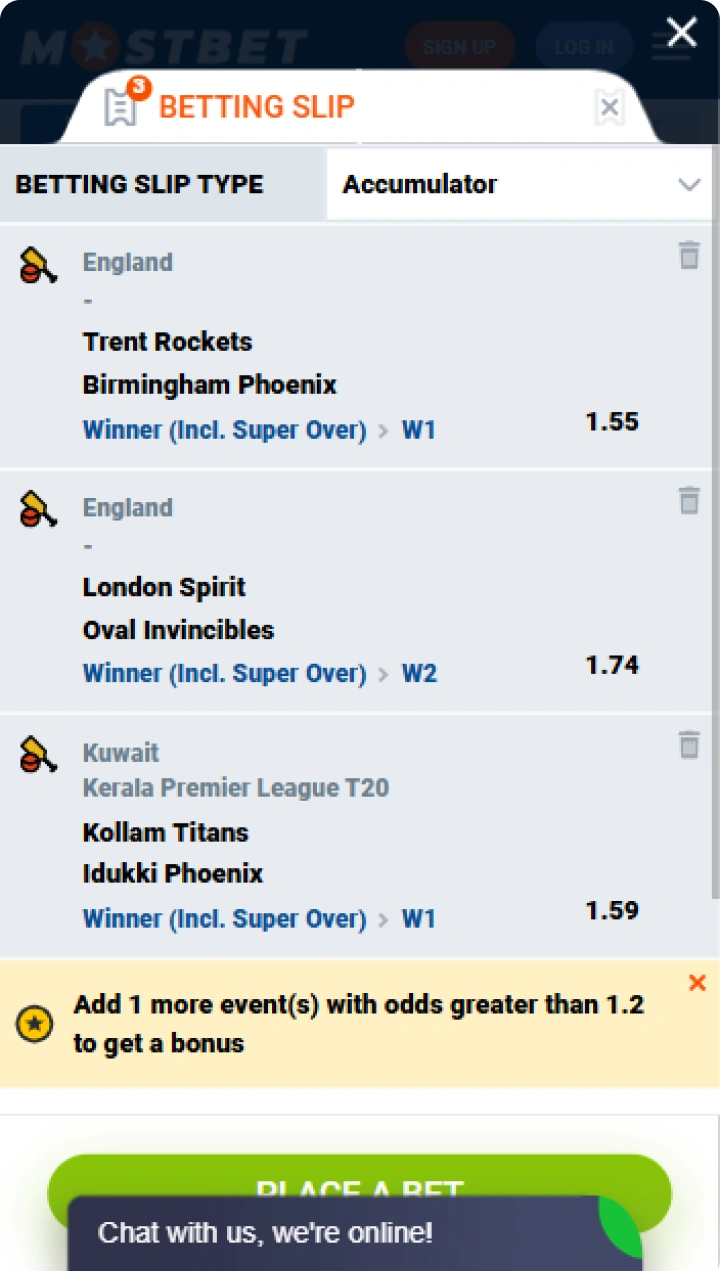 Review your bet slip details at Mostbet before finalizing the wager.