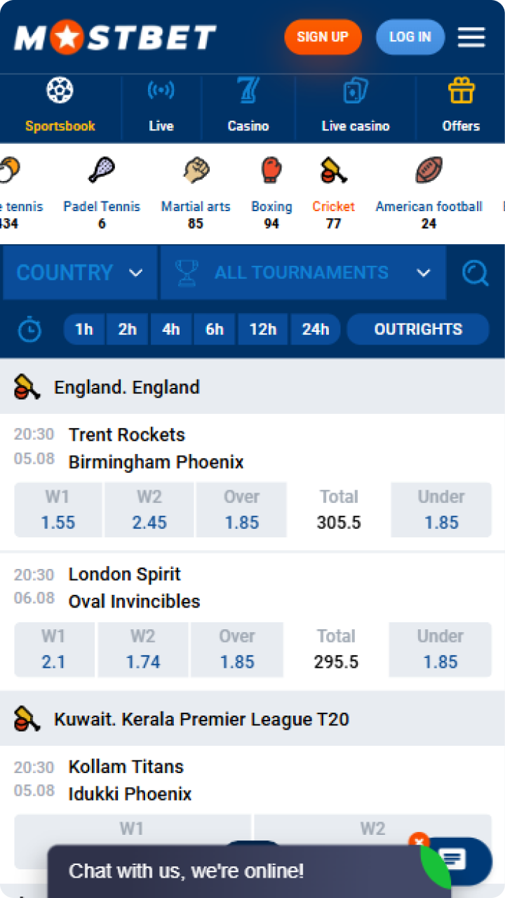 Select a sporting event at Mostbet to place your online wager.