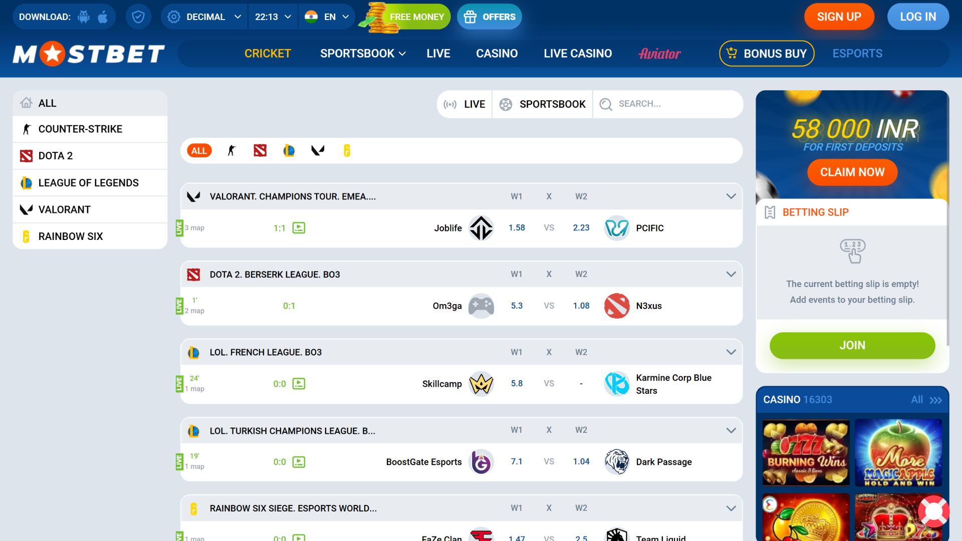 Esports page featuring gaming news, tournaments, teams, and competitive gaming.