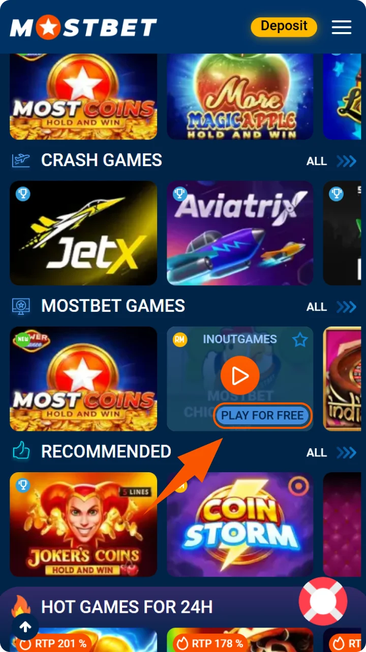 Test Mostbet casino titles for free before playing with cash.